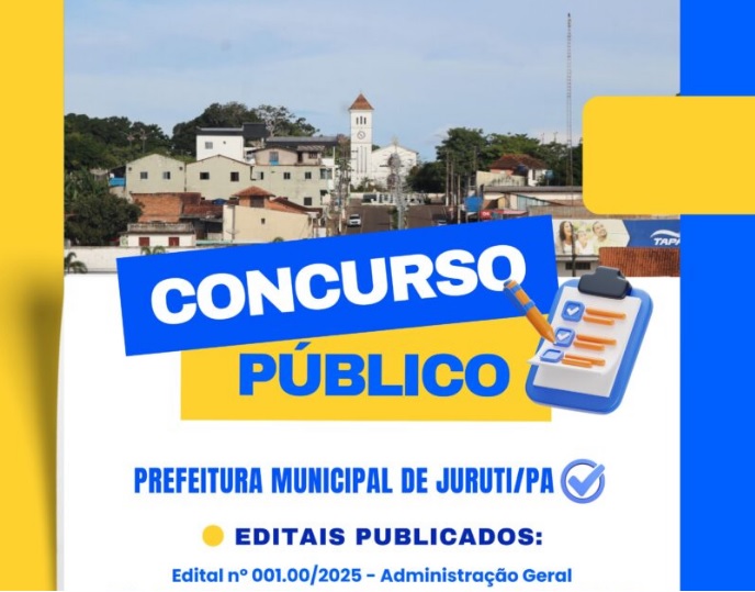 Prefeitura de Juruti lança concurso público com mais de 1.200 vagas e salários de até R$ 9 mil